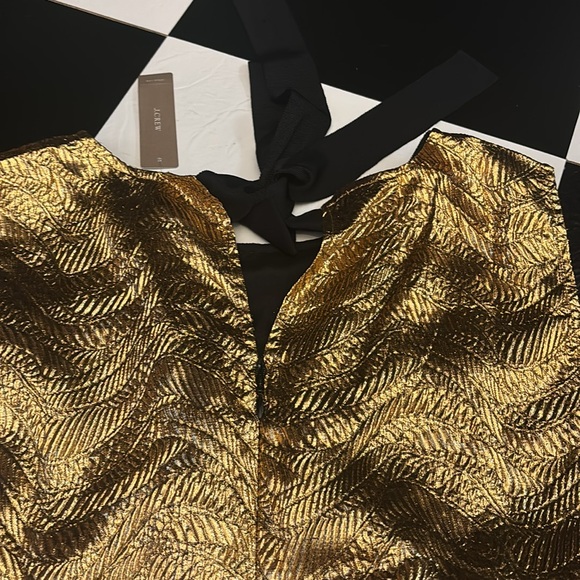 J crew collection women XL gold chiffon tank with black bow NWT - Picture 5 of 5